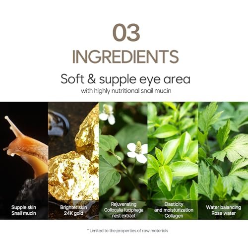 Petitfee Gold & Snail Hydrogel Eye Patches – 60 Count (30 Pairs) – 24k Gold & Snail Mucin Eye Mask for Firming, Hydrating, and Healthy Skin - görsel 14