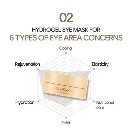 Petitfee Gold & Snail Hydrogel Eye Patches – 60 Count (30 Pairs) – 24k Gold & Snail Mucin Eye Mask for Firming, Hydrating, and Healthy Skin