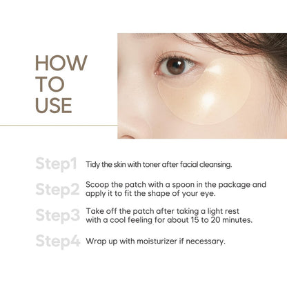 Petitfee Gold & Snail Hydrogel Eye Patches – 60 Count (30 Pairs) – 24k Gold & Snail Mucin Eye Mask for Firming, Hydrating, and Healthy Skin