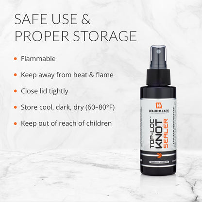 Walker Tape Top-Loc Knot Sealer Spray 4 fl oz - Reduces Shedding & Extends Hairpiece Life for Lace Wigs and Toupees Avelisse