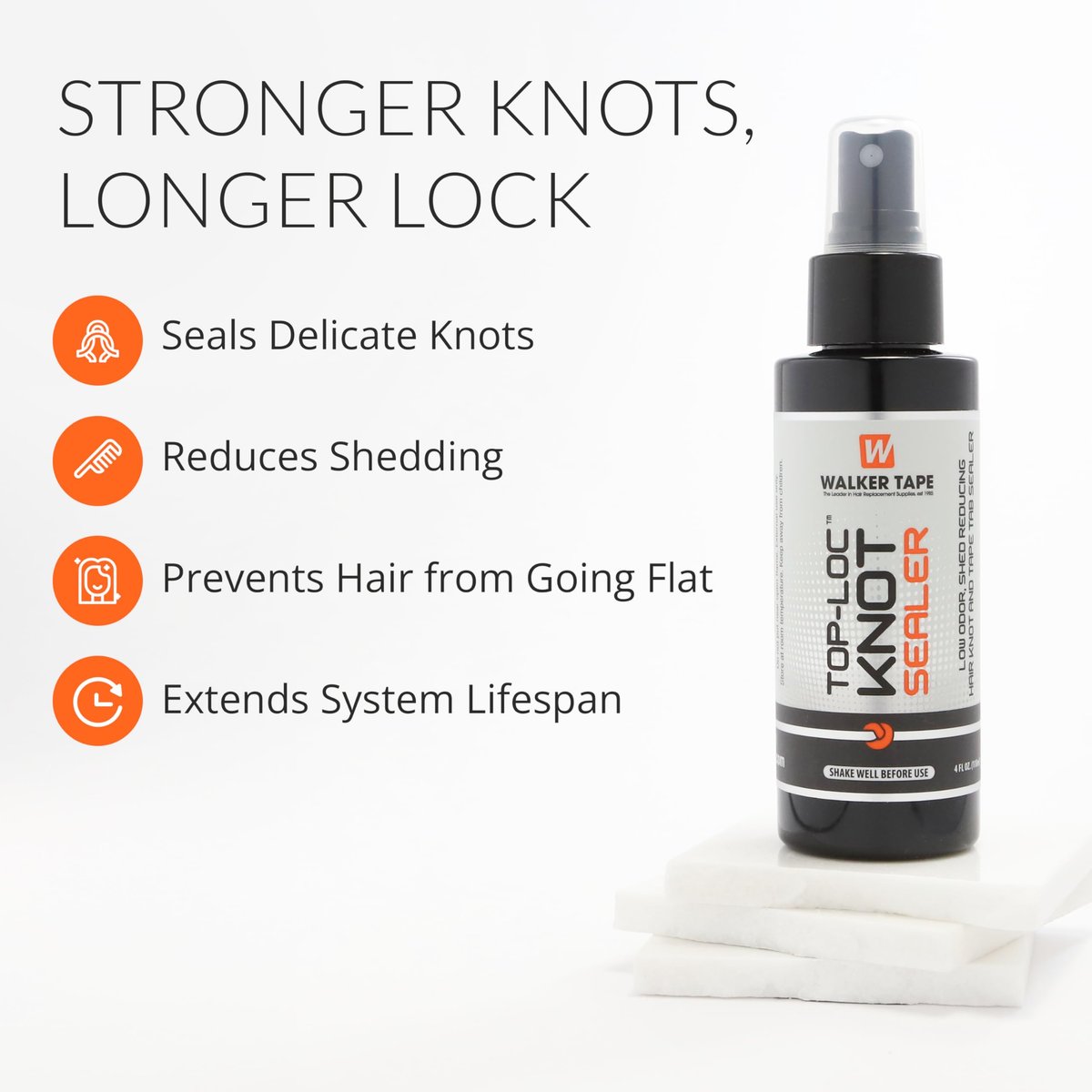 Walker Tape Top-Loc Knot Sealer Spray 4 fl oz - Reduces Shedding & Extends Hairpiece Life for Lace Wigs and Toupees Avelisse