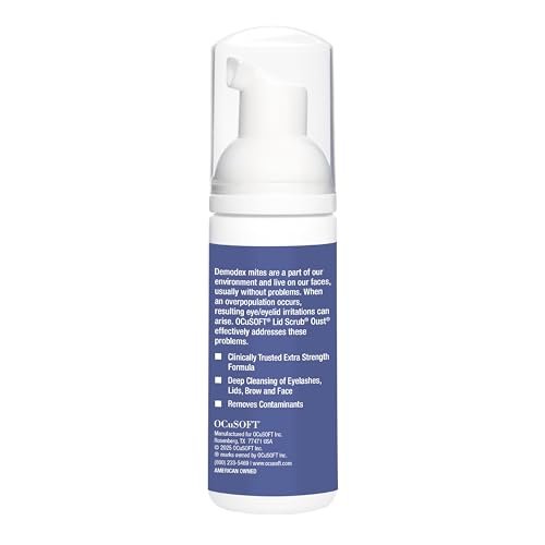 OCuSOFT Oust Demodex Foam Cleanser Extra Strength - Tea Tree Oil Foaming Eyelid Cleanser for Oil, Debris & Pollen Removal - 1.68 fl oz Avelisse