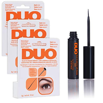 DUO Brush-On Lash Glue Dark Tone - 0.18 oz (Pack of 3) - Strong Hold False Eyelash Adhesive Avelisse