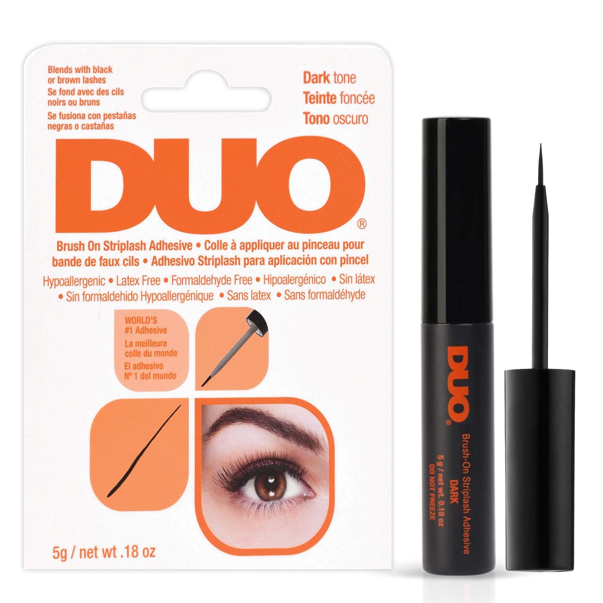 DUO Brush-On Lash Glue Dark Tone - 0.18 oz (Pack of 3) - Strong Hold False Eyelash Adhesive Avelisse