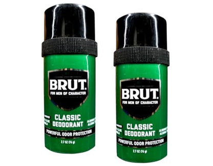 Brut Classic Round Deodorant Stick, 2.5 oz (Pack of 2) – Long-Lasting Men's Deodorant Avelisse