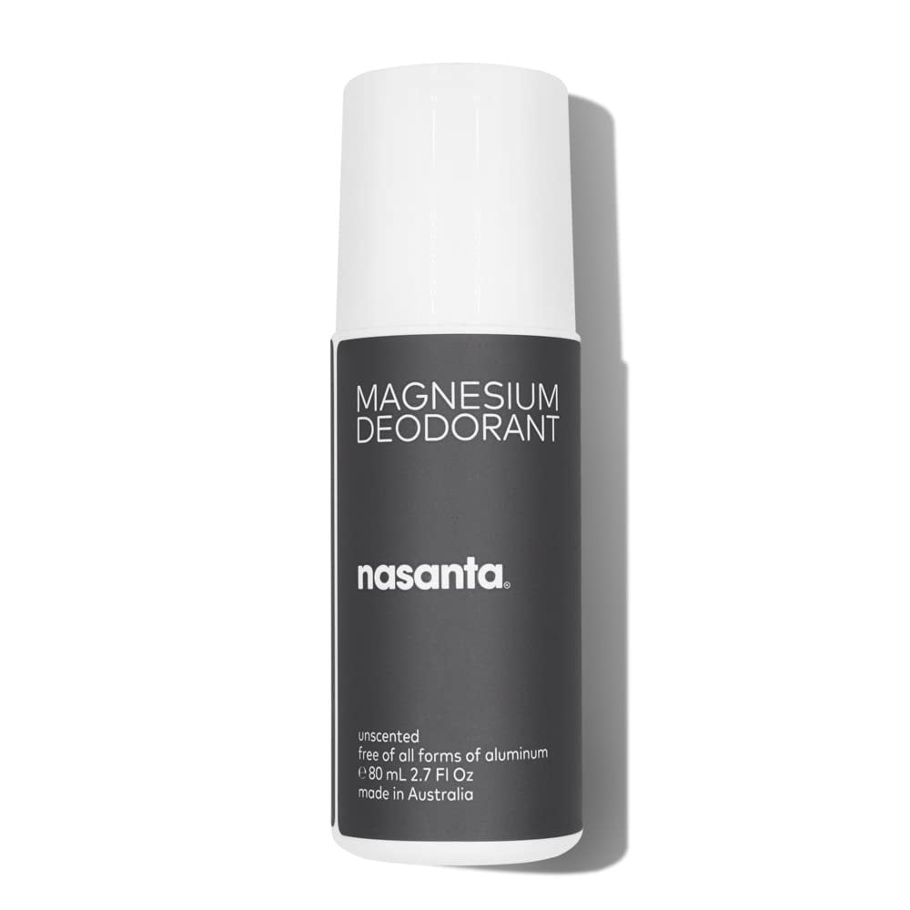 Nasanta Magnesium Deodorant – Aluminum-Free, Unscented Roll-On for Sensitive Skin, 80mL Avelisse