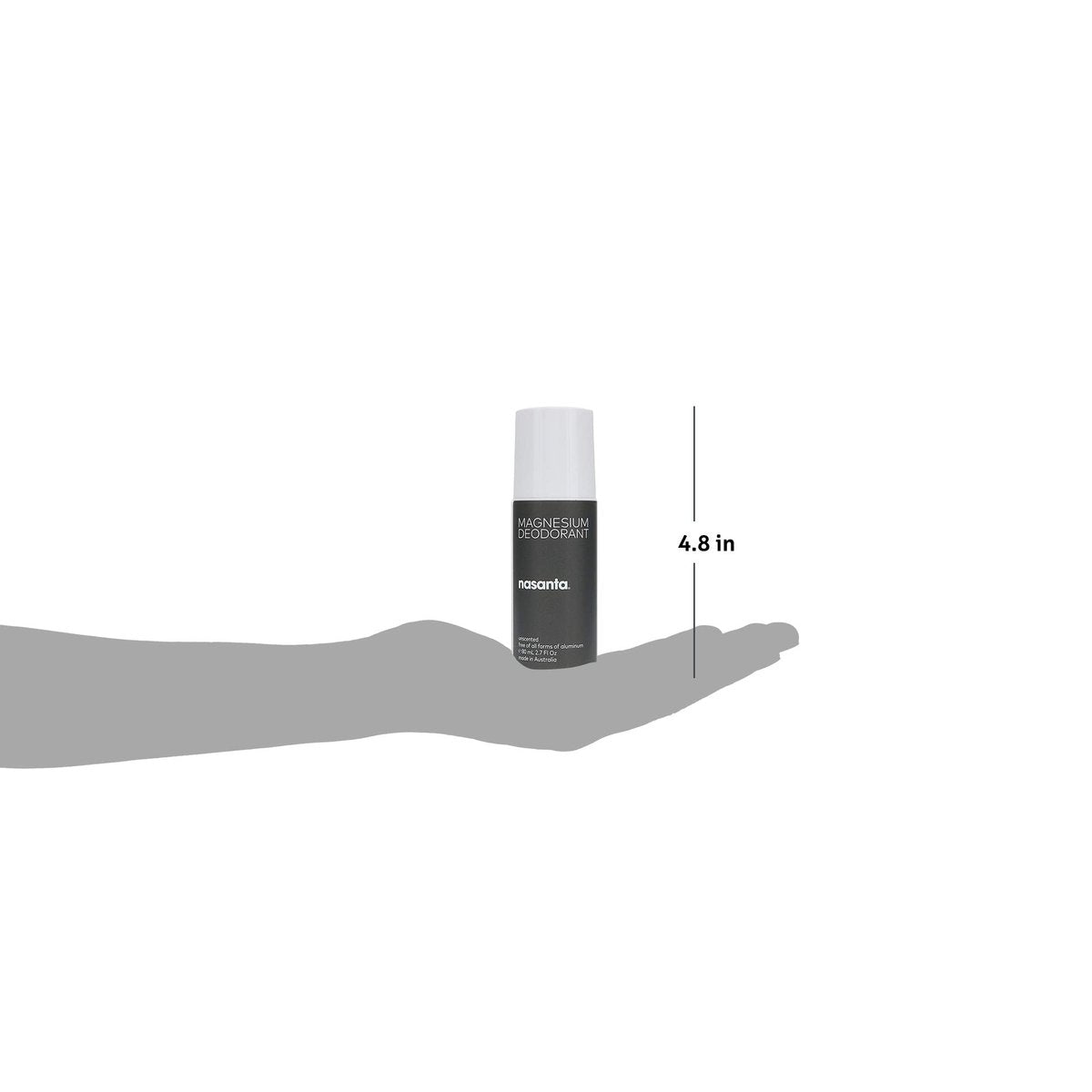 Nasanta Magnesium Deodorant – Aluminum-Free, Unscented Roll-On for Sensitive Skin, 80mL Avelisse