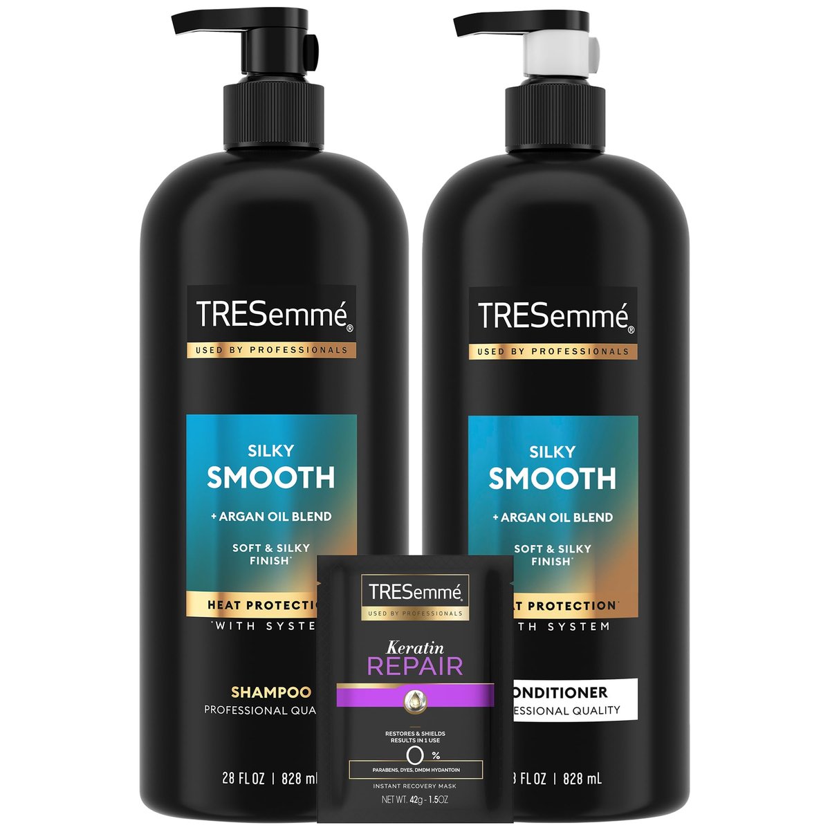 TRESemmé Shampoo and Conditioner Set with Keratin Repair Hair Mask – Silky & Smooth Anti-Frizz Hair Products, 56 Fl Oz Avelisse