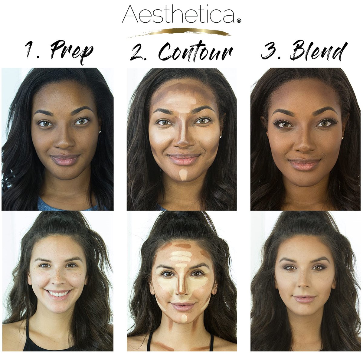 Aesthetica Cream Contour & Highlighting Makeup Kit - Vegan & Cruelty-Free Contouring Palette with Step-by-Step Guide Avelisse