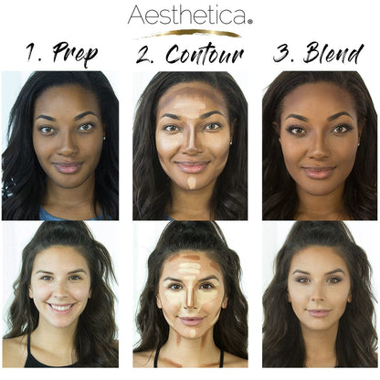 Aesthetica Cream Contour & Highlighting Makeup Kit - Vegan & Cruelty-Free Contouring Palette with Step-by-Step Guide Avelisse