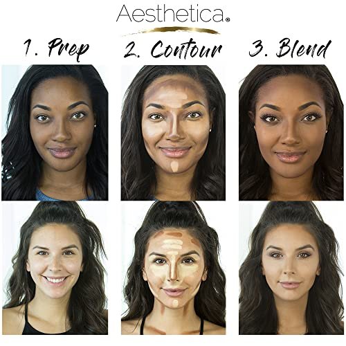 Aesthetica Cream Contour & Highlighting Makeup Kit - Vegan & Cruelty-Free Contouring Palette with Step-by-Step Guide Avelisse