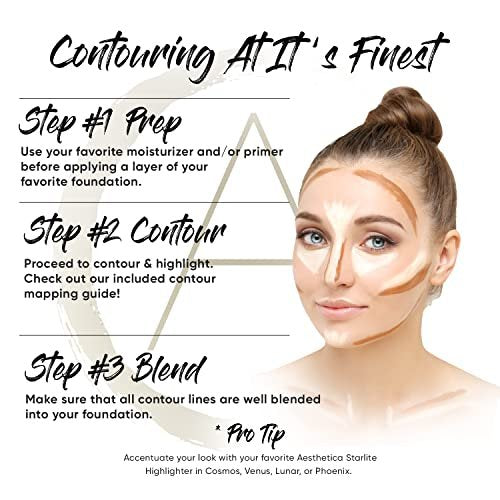 Aesthetica Cream Contour & Highlighting Makeup Kit - Vegan & Cruelty-Free Contouring Palette with Step-by-Step Guide Avelisse