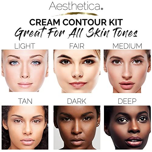 Aesthetica Cream Contour & Highlighting Makeup Kit - Vegan & Cruelty-Free Contouring Palette with Step-by-Step Guide Avelisse