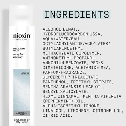 NIOXIN Density Defend Strong Hold Hairspray – Humidity Resistant, 10.6 oz