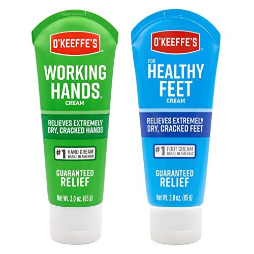 O'Keeffe's Working Hands Hand Cream & Healthy Feet Foot Cream Duo (3 oz Each) - Repairing Skincare for Extremely Dry, Cracked Hands and Feet Avelisse
