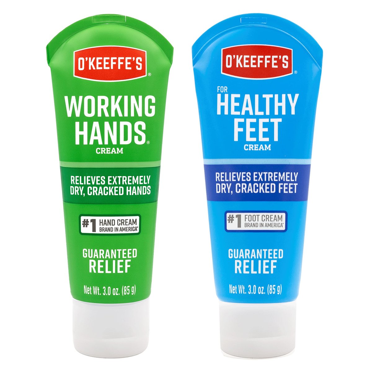 O'Keeffe's Working Hands Hand Cream & Healthy Feet Foot Cream Duo (3 oz Each) - Repairing Skincare for Extremely Dry, Cracked Hands and Feet Avelisse
