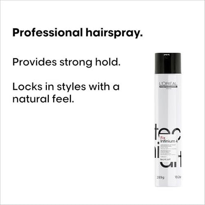 L'Oréal Professionnel Paris Infinium 4 Strong Hold Hairspray - Natural Shine, Frizz Control, 10.2 oz Avelisse