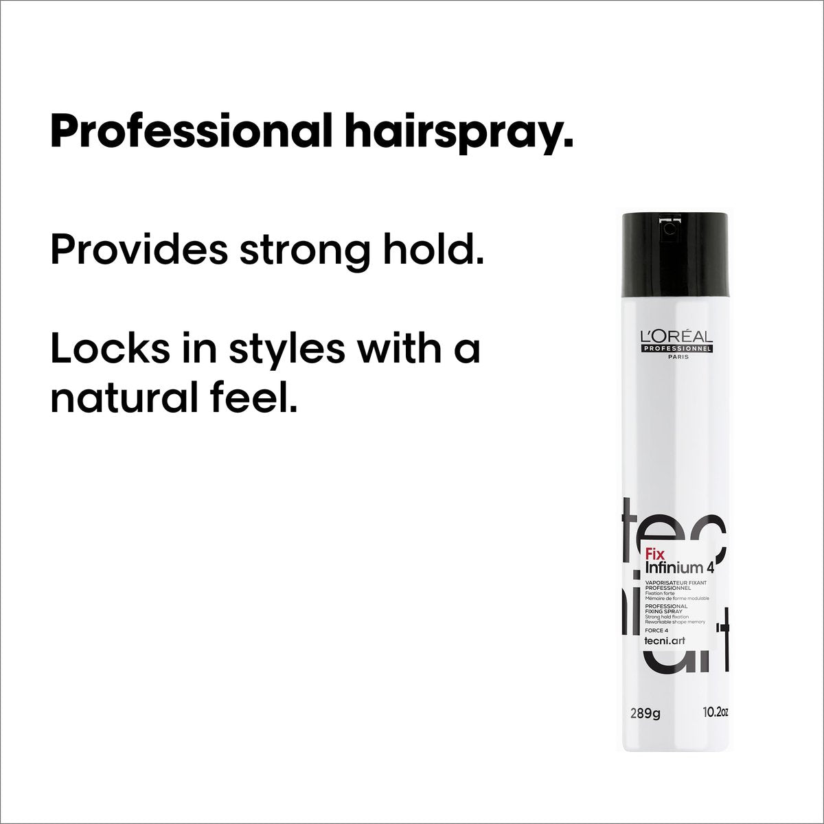 L'Oréal Professionnel Paris Infinium 4 Strong Hold Hairspray - Natural Shine, Frizz Control, 10.2 oz Avelisse