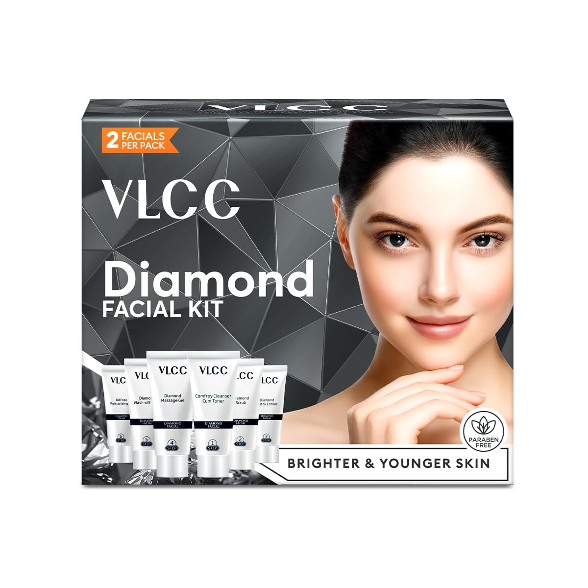 VLCC Diamond Facial Kit - Single Use | Salon-Like Facial at Home in 6 Steps | 60g - görsel 1