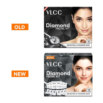 VLCC Diamond Facial Kit - Single Use | Salon-Like Facial at Home in 6 Steps | 60g
