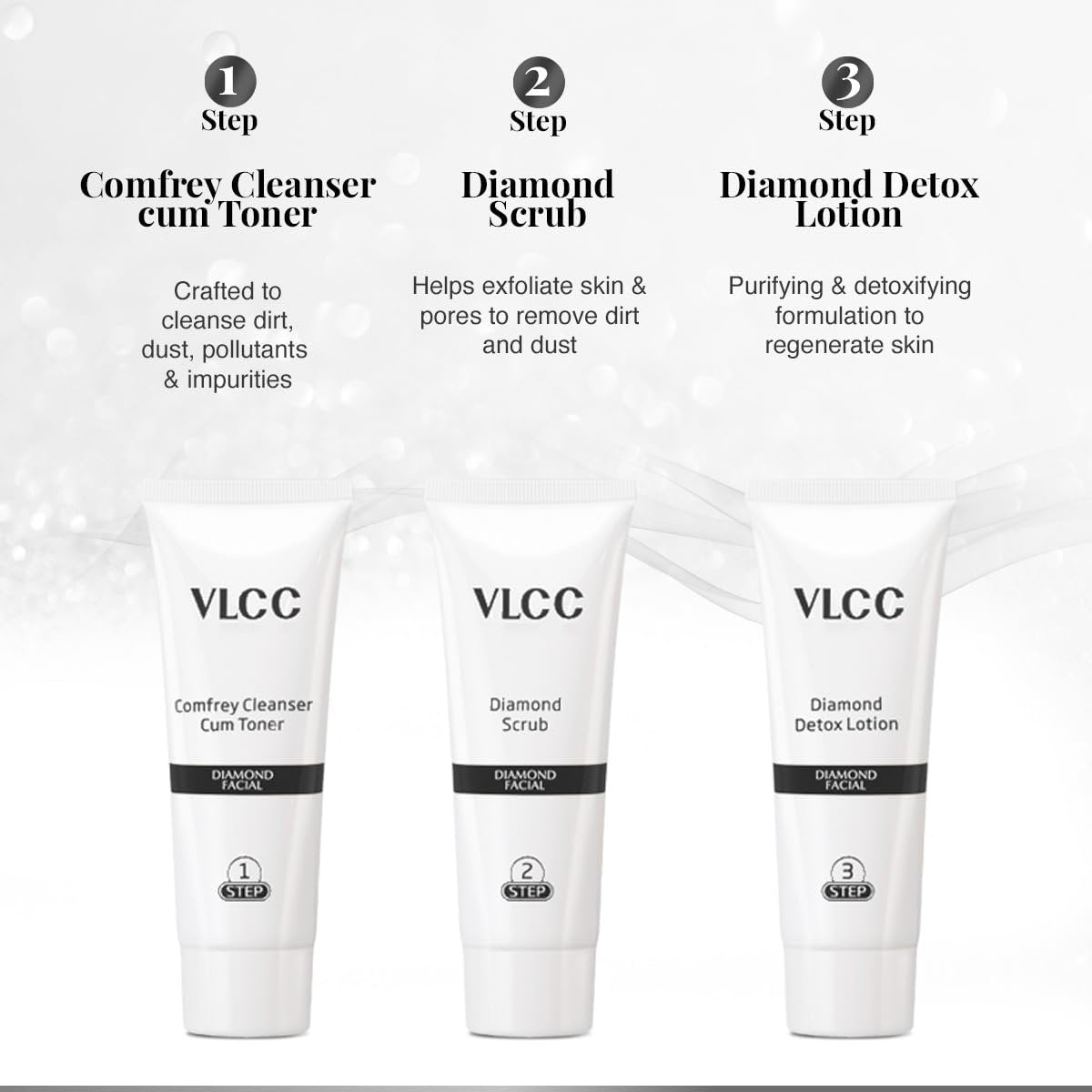 VLCC Diamond Facial Kit - Single Use | Salon-Like Facial at Home in 6 Steps | 60g - görsel 13