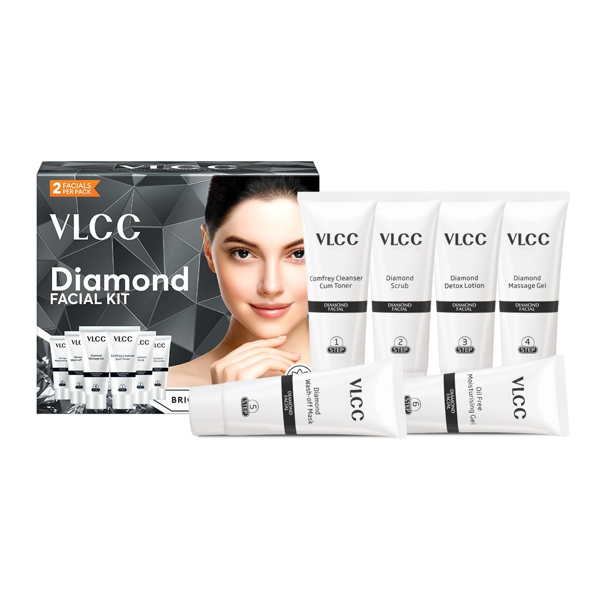 VLCC Diamond Facial Kit - Single Use | Salon-Like Facial at Home in 6 Steps | 60g - görsel 5