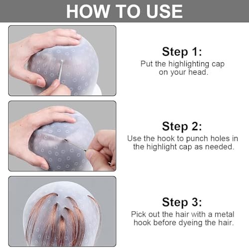 Ewin Professional Reusable Hair Highlighting Cap & Hook Kit - White, 1 Pack - görsel 7