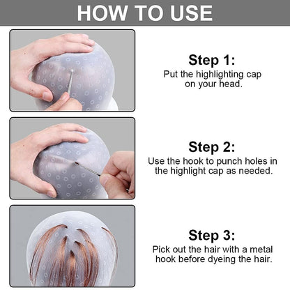 Ewin Professional Reusable Hair Highlighting Cap & Hook Kit - White, 1 Pack