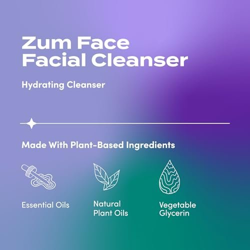 Indigo Wild Zum Face Gentle Facial Cleanser – Natural Skincare with Coconut, Olive & Jojoba Oil – Lemon & Geranium Scent – 8 fl oz Avelisse