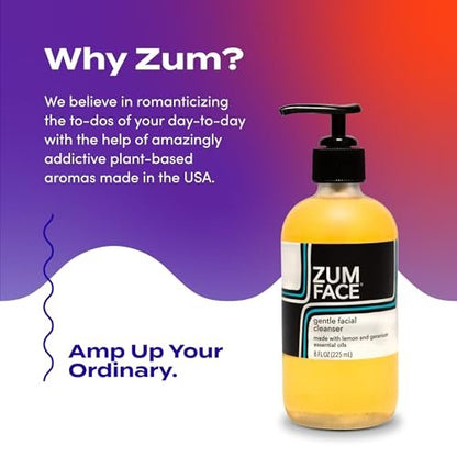 Indigo Wild Zum Face Gentle Facial Cleanser – Natural Skincare with Coconut, Olive & Jojoba Oil – Lemon & Geranium Scent – 8 fl oz Avelisse