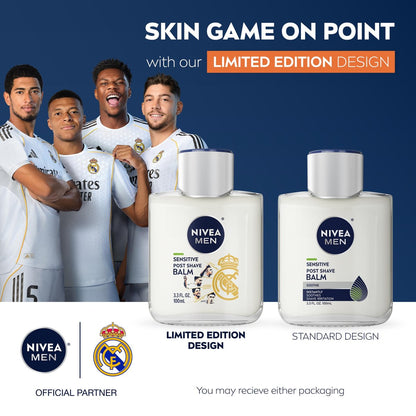 NIVEA MEN Real Madrid Limited Edition Design Sensitive Post Shave Balm, with VitaminPro Complex, Alcohol Free After Shave Balm for Men, 3.3 Fl Oz (Pack of 3) Avelisse