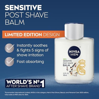 NIVEA MEN Real Madrid Limited Edition Design Sensitive Post Shave Balm, with VitaminPro Complex, Alcohol Free After Shave Balm for Men, 3.3 Fl Oz (Pack of 3) Avelisse
