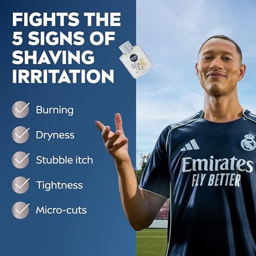 NIVEA MEN Real Madrid Limited Edition Design Sensitive Post Shave Balm, with VitaminPro Complex, Alcohol Free After Shave Balm for Men, 3.3 Fl Oz (Pack of 3) Avelisse