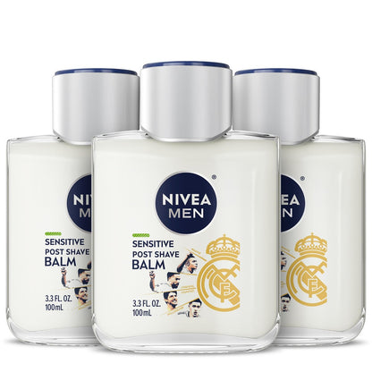NIVEA MEN Real Madrid Limited Edition Design Sensitive Post Shave Balm, with VitaminPro Complex, Alcohol Free After Shave Balm for Men, 3.3 Fl Oz (Pack of 3) Avelisse