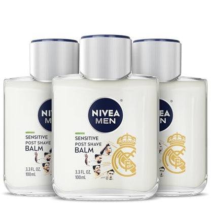 NIVEA MEN Real Madrid Limited Edition Design Sensitive Post Shave Balm, with VitaminPro Complex, Alcohol Free After Shave Balm for Men, 3.3 Fl Oz (Pack of 3) Avelisse