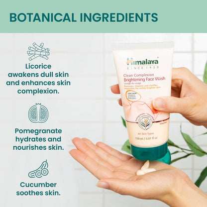 Himalaya Clean Complexion Brightening Face Wash for Bright, Clean Skin - 150 ml (5.07 oz) - All Skin Types - Paraben & SLS Free