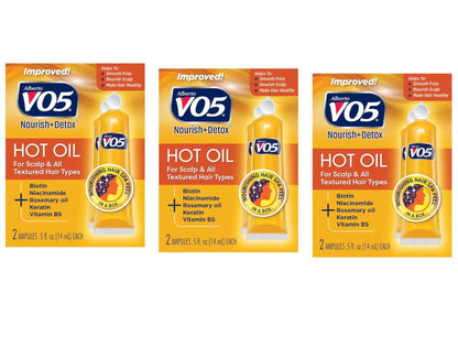 Alberto VO5 Hot Oil Therapy Treatment - 3 Pack (6 Treatments) for Deep Conditioning & Shine