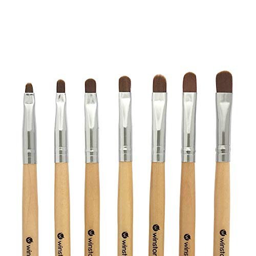 Winstonia 7-Piece Gel Nail Brush Set for Nail Tips, Builder & Overlay, Sculpting, Poly Gel, and Extensions - Oval Size Brushes Manicure Painting Pen - Wooden Allure - görsel 2