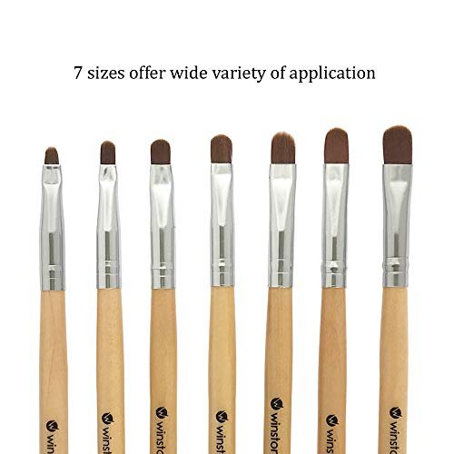 Winstonia 7-Piece Gel Nail Brush Set for Nail Tips, Builder & Overlay, Sculpting, Poly Gel, and Extensions - Oval Size Brushes Manicure Painting Pen - Wooden Allure - görsel 8