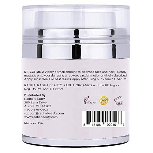 Radha Beauty Moisturizing Miracle Retinol Cream for Face - 2.5% Retinol, Hyaluronic Acid, Vitamin E & Green Tea - Luxury Day & Night Cream 1.7 oz Avelisse