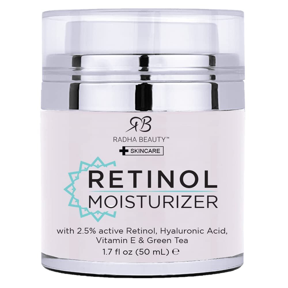 Radha Beauty Moisturizing Miracle Retinol Cream for Face - 2.5% Retinol, Hyaluronic Acid, Vitamin E & Green Tea - Luxury Day & Night Cream 1.7 oz Avelisse