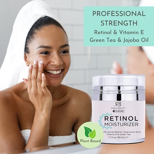Radha Beauty Moisturizing Miracle Retinol Cream for Face - 2.5% Retinol, Hyaluronic Acid, Vitamin E & Green Tea - Luxury Day & Night Cream 1.7 oz Avelisse