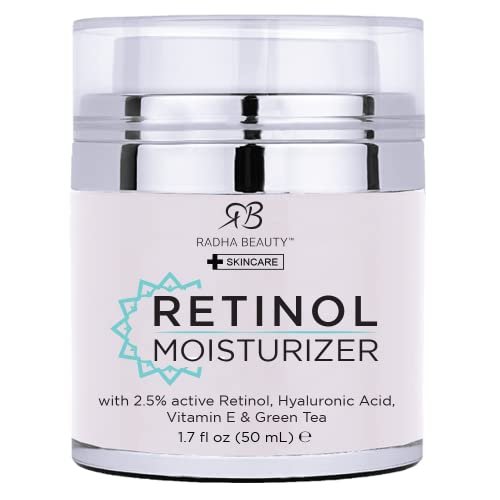 Radha Beauty Moisturizing Miracle Retinol Cream for Face - 2.5% Retinol, Hyaluronic Acid, Vitamin E & Green Tea - Luxury Day & Night Cream 1.7 oz Avelisse