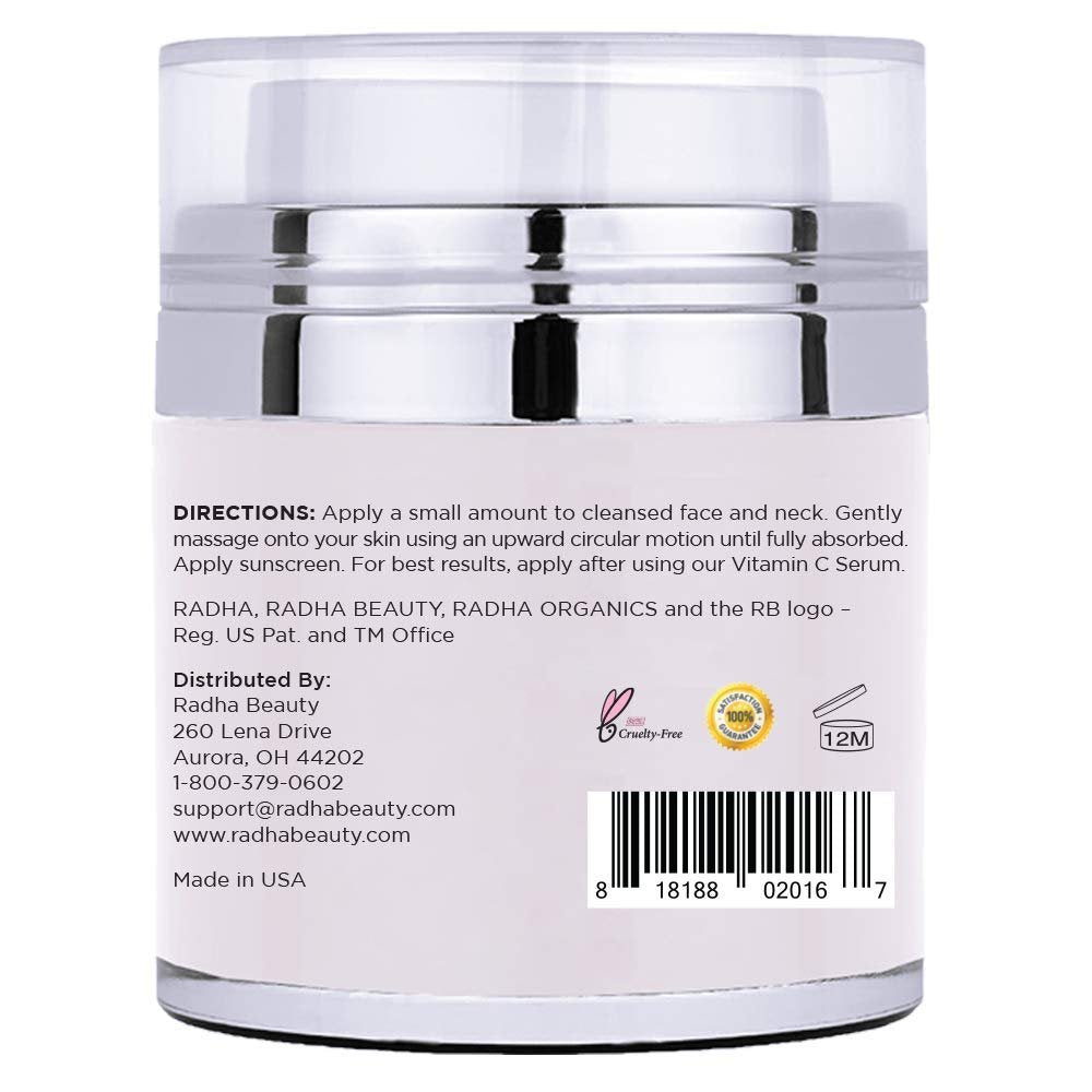 Radha Beauty Moisturizing Miracle Retinol Cream for Face - 2.5% Retinol, Hyaluronic Acid, Vitamin E & Green Tea - Luxury Day & Night Cream 1.7 oz Avelisse