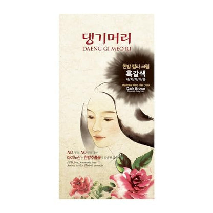 Daeng Gi Meo Ri Korean Herbal Hair Dye Color Cream – Dark Brown – PPD-Free Gray Coverage with High-Keratin Formula, 5 Oz Avelisse