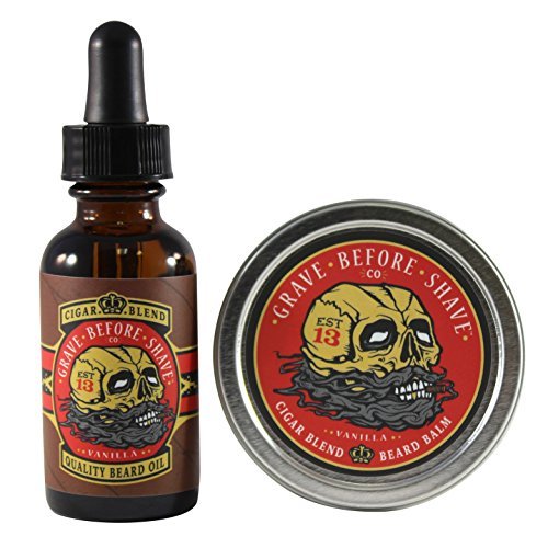 Grave Before Shave Cigar Blend Beard Pack – Vanilla & Cigar Scented Beard Conditioner (2-Pack, 1 oz Each) Avelisse