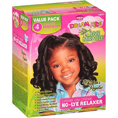 African Pride Dream Kids Olive Miracle Touch-Up Relaxer Kit, Regular - Strengthen & Protect Hair with Olive Oil, 1 Kit Avelisse