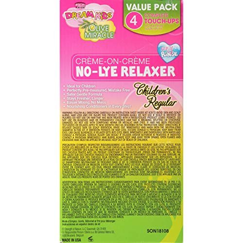 African Pride Dream Kids Olive Miracle Touch-Up Relaxer Kit, Regular - Strengthen & Protect Hair with Olive Oil, 1 Kit Avelisse