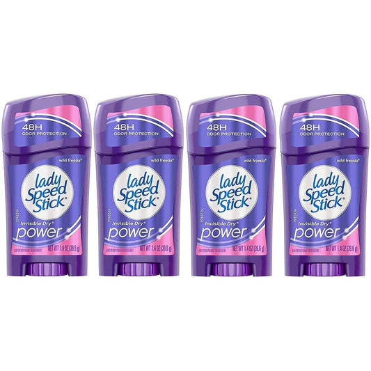 Lady Speed Stick Antiperspirant Deodorant Invisible Dry Wild Freesia 1.4 oz (Pack of 4) Avelisse