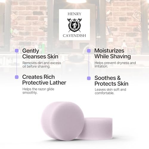 Henry Cavendish Lavender Shaving Soap – All-Natural, Long-Lasting 4 oz Puck Refill with Shea Butter & Coconut Oil for Men and Women Avelisse